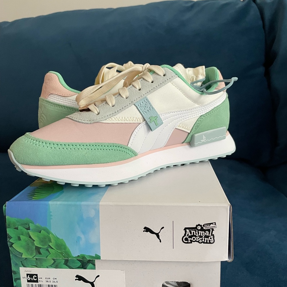 Puma Kids Animal Crossing Sneakers - Mint Green and Soft Pink
